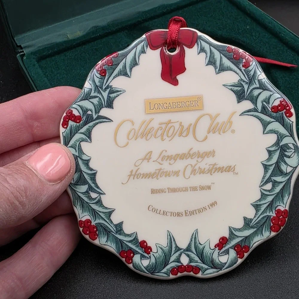 1999 Longaberger Collectors Club HOMETOWN CHRISTMAS Riding‎ Thru Snow Ornament